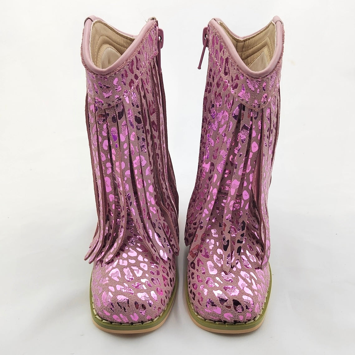 RTS Light Pink Foil Cheetah Fringe Cowgirls