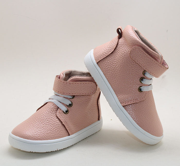 RTS Pink Textured Leather High Tops