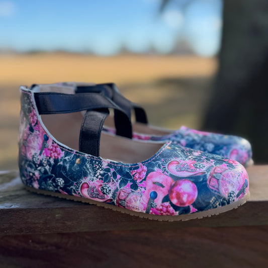 RTS Pink and Black Guitars Leather Ballerina (SZ 10)