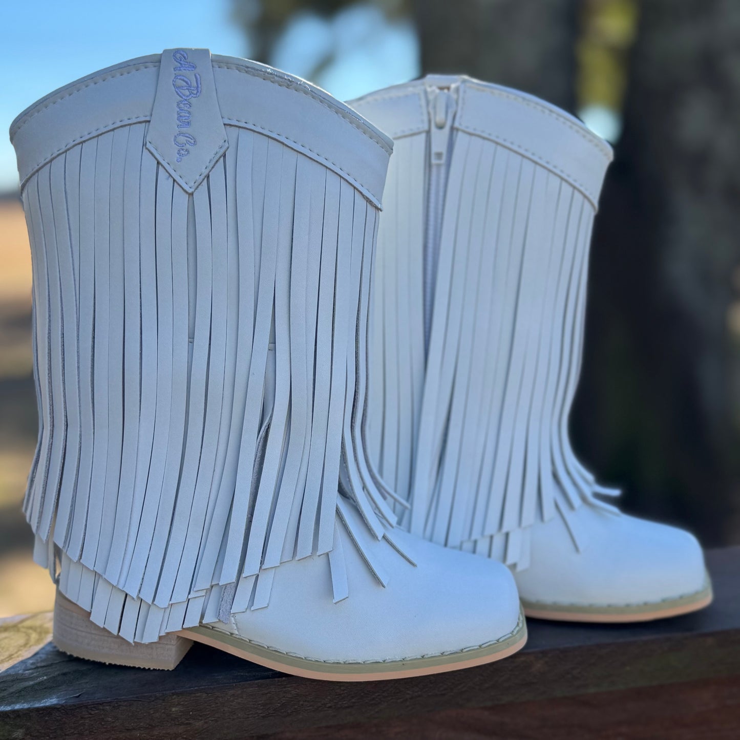 RTS White Leather Fringe Cowgirls