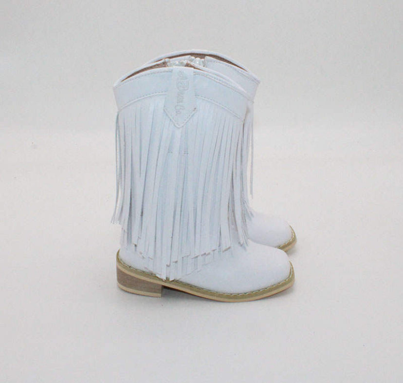 RTS White Leather Fringe Cowgirls