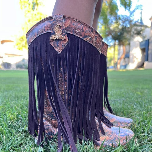 RTS Brown Emboss Printed Leather Cowgirls