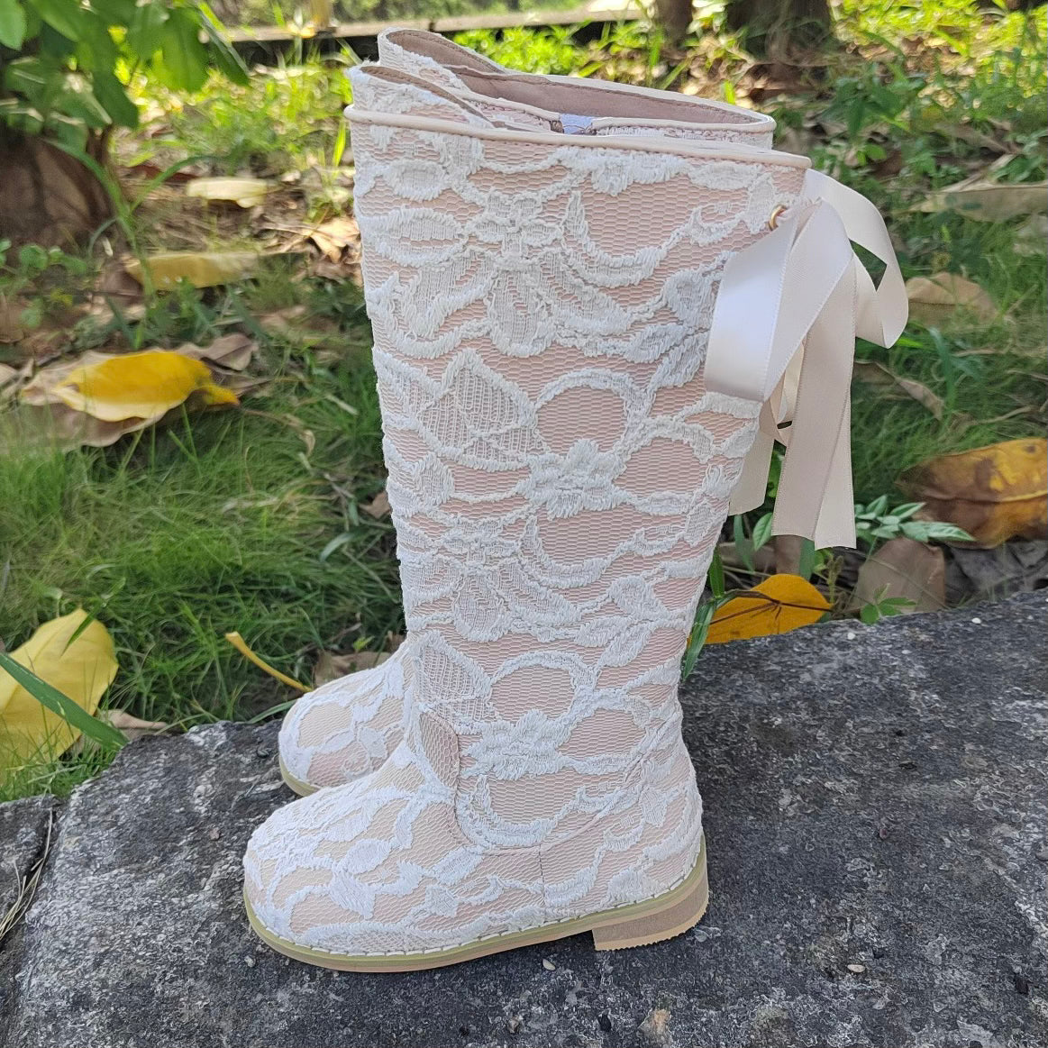 RTS Cream Lace Tall Boots