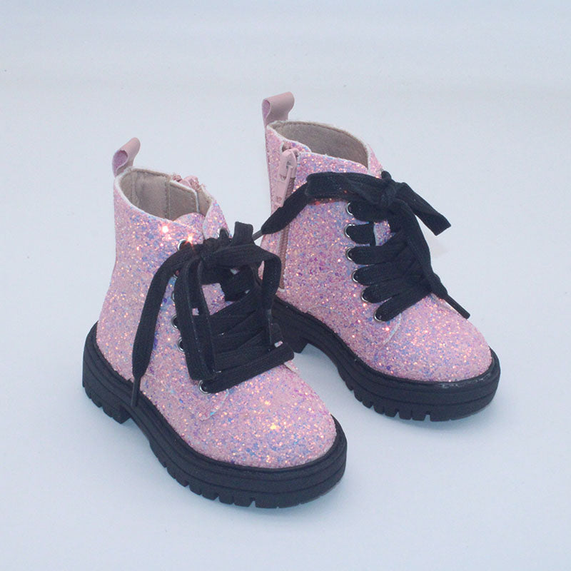 Blue (SIZES 4,5,8,13) Smooth Glitter Chunky Combats