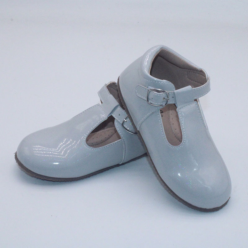RTS Gray Patent Sparkle Tstraps (SZ 0,1,2,3,4,5, BK2,BK3,BK4)
