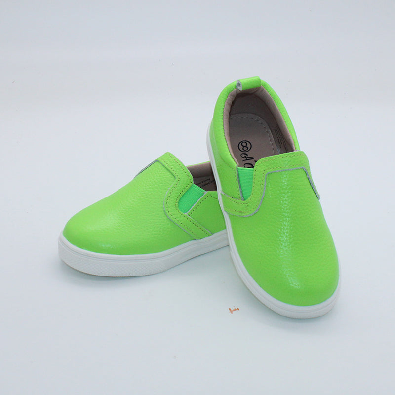 RTS Neon Green Leather Slides (SZ 2,3,4,6,7,BK1,BK4)
