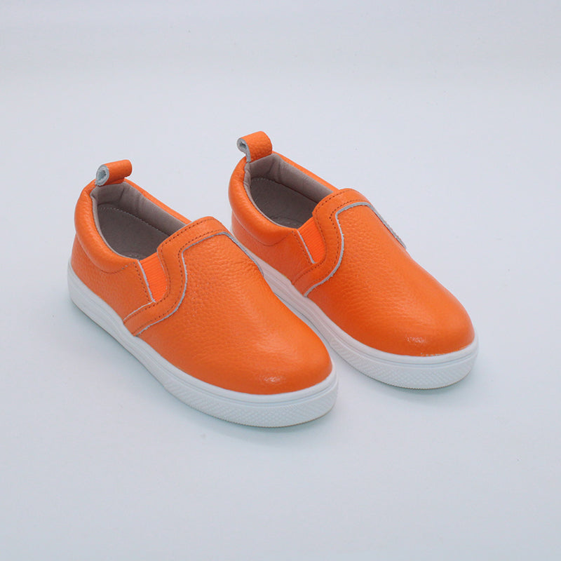 RTS Neon ORANGE Leather Slides