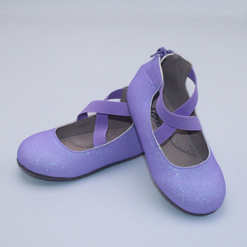 RTS (SIZES 3,4) Purple Smooth Glitter Ballerinas