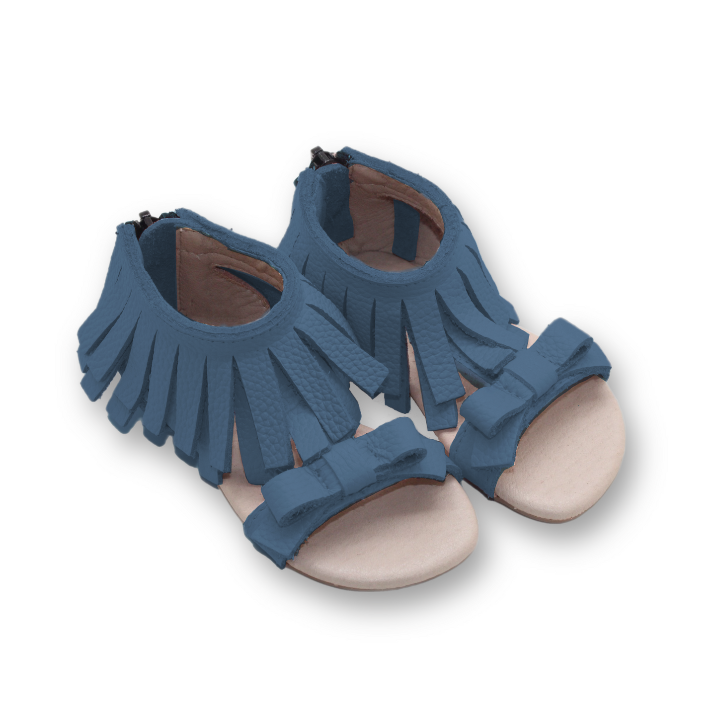 RTS Slate Blue Leather Fringe Sandal