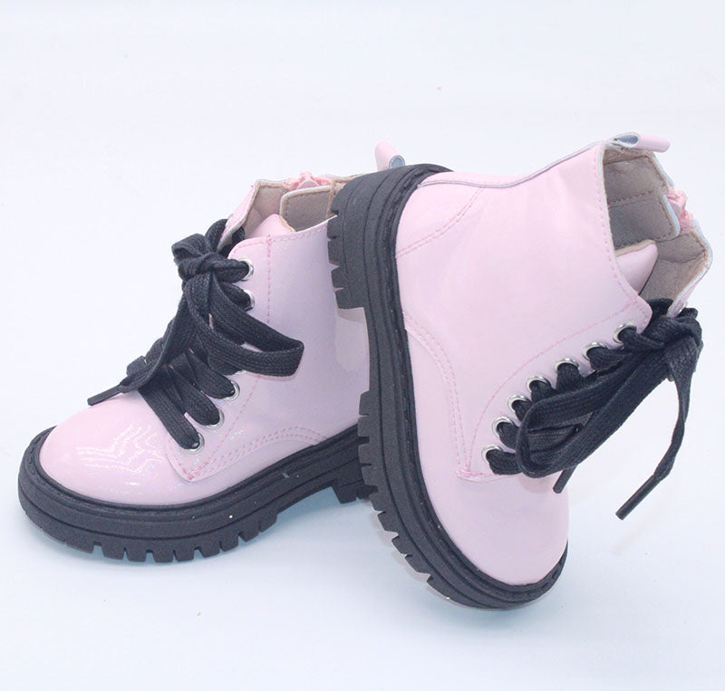 RTS Light Pink Patent Sparkle Chunky Combats REGULAR HEIGHT