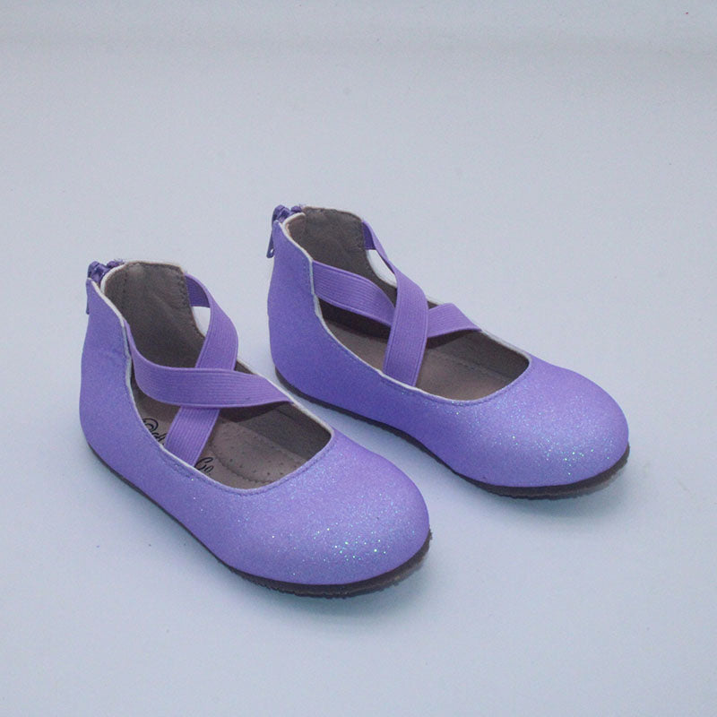 RTS (SIZES 3,4) Purple Smooth Glitter Ballerinas