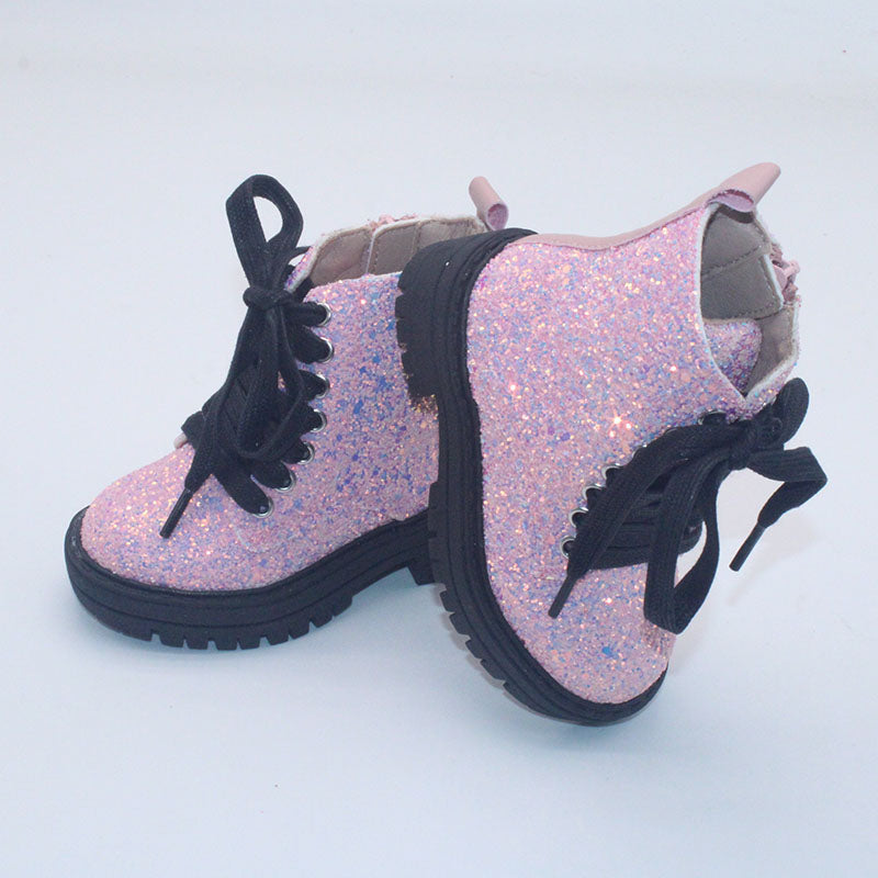 Blue (SIZES 4,5,8,13) Smooth Glitter Chunky Combats