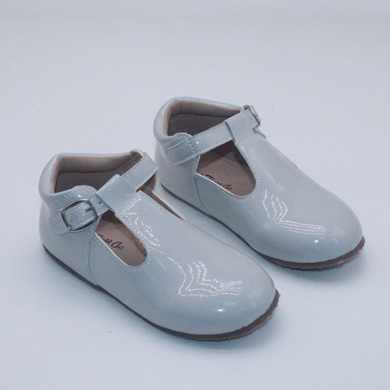 RTS Gray Patent Sparkle Tstraps (SZ 0,1,2,3,4,5, BK2,BK3,BK4)