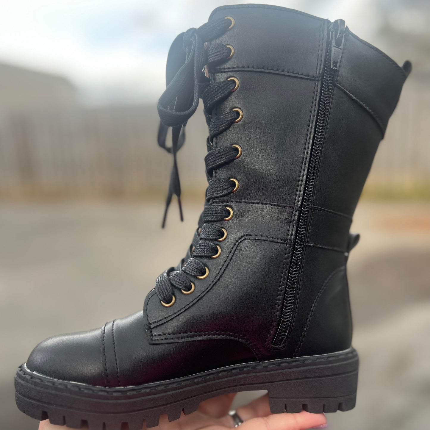 RTS Black Leather Combats MID HEIGHT