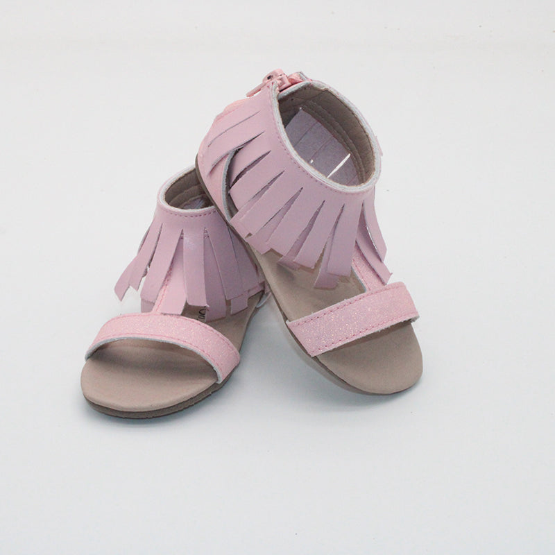 RTS Pink Smooth Glitter Fringe Sandal