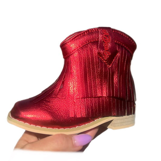 RTS Red Metallic Leather Cowgirls LOWCUT