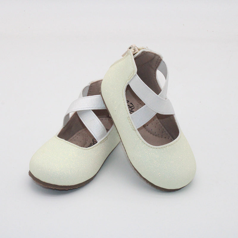 RTS Light Yellow Smooth Glitter Ballerinas (SIZES 1.2,3,BK2,BK3,BK4)