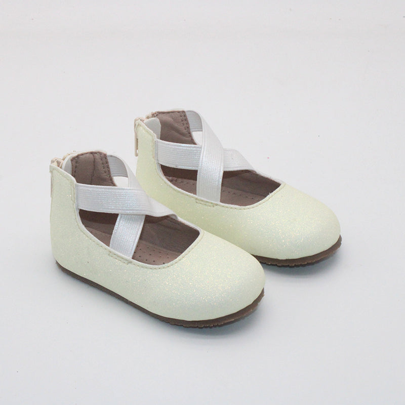 RTS Light Yellow Smooth Glitter Ballerinas (SIZES 1.2,3,BK2,BK3,BK4)