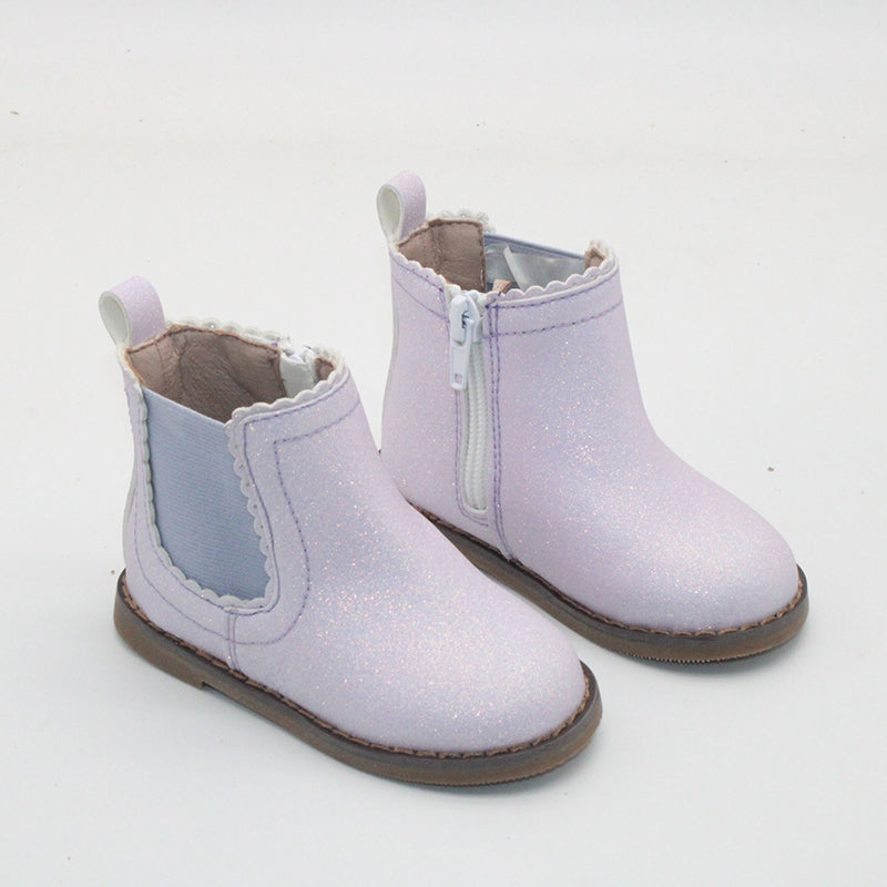 RTS Lilac Smooth Glitter Scallop Bootie
