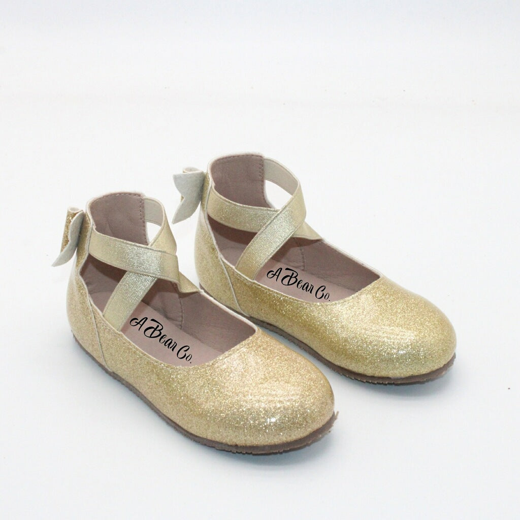 RTS Gold/Charcoal COLOR CHANGE Bowback Ballerinas