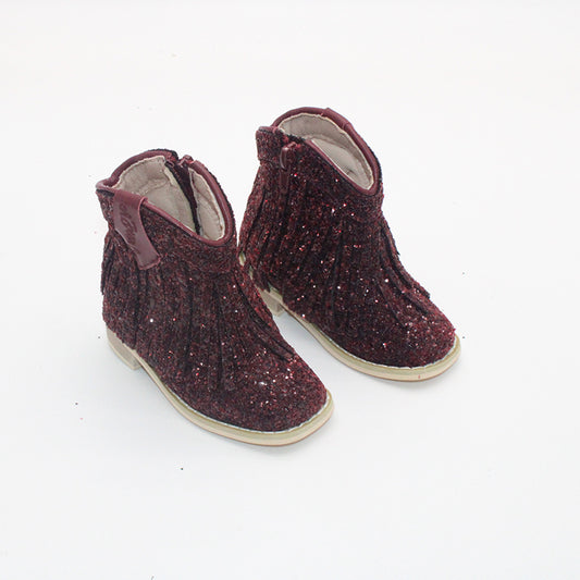 RTS Burgundy Glitter Cowgirls LOWCUT