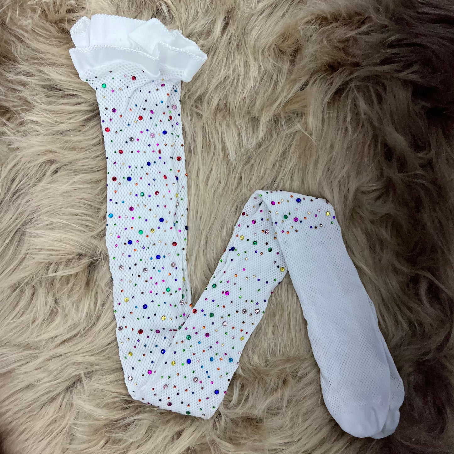 RTS White Rainbow Bling Tights