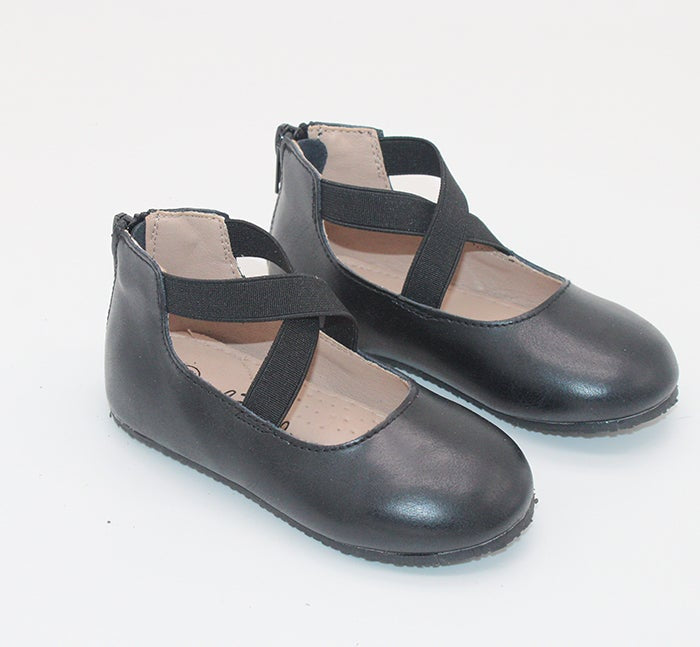 RTS Black Smooth Leather Ballerinas (SZ 0,1,2,3,4,5,6)