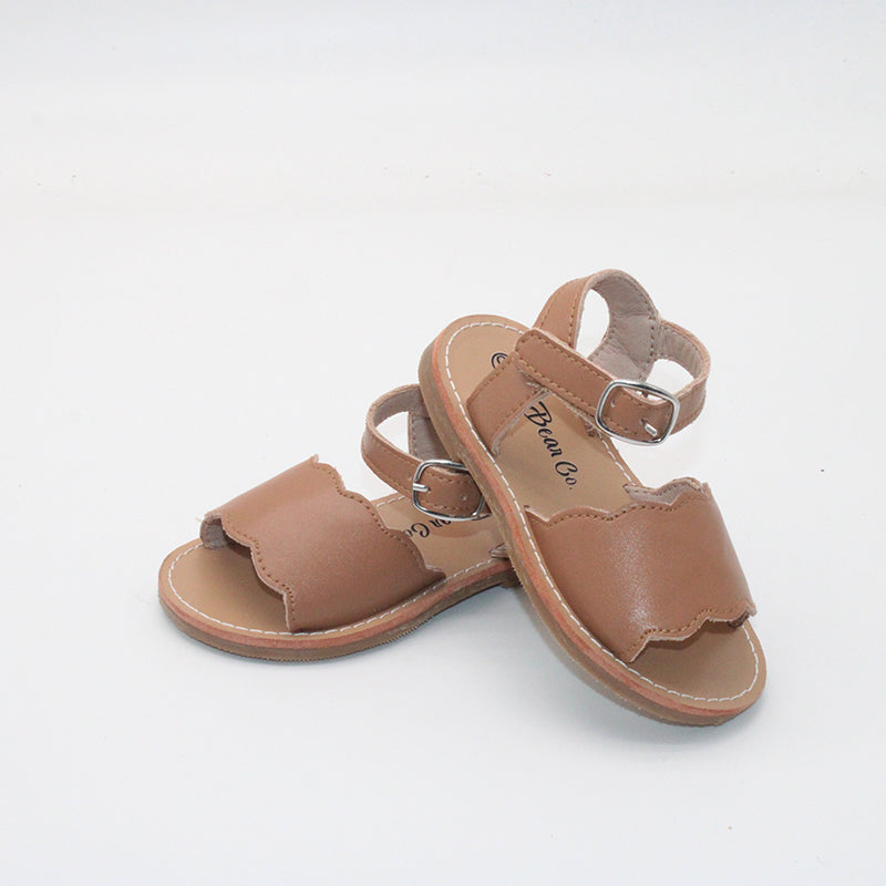 RTS Brown Leather Scallop Sandals