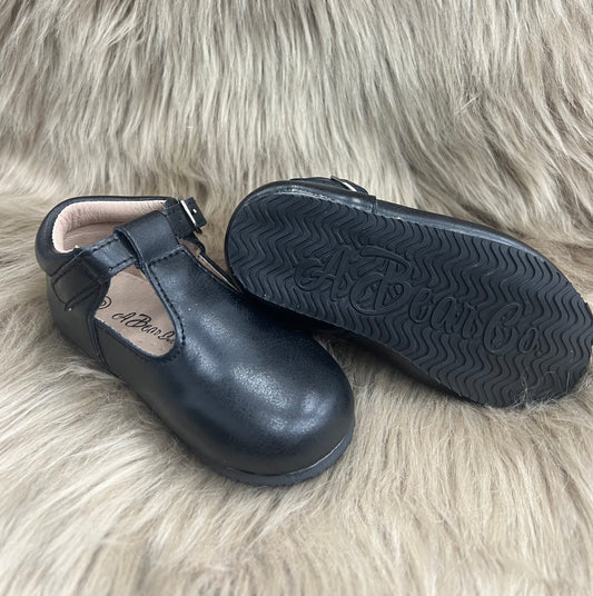 RTS Black Smooth Leather Tstraps