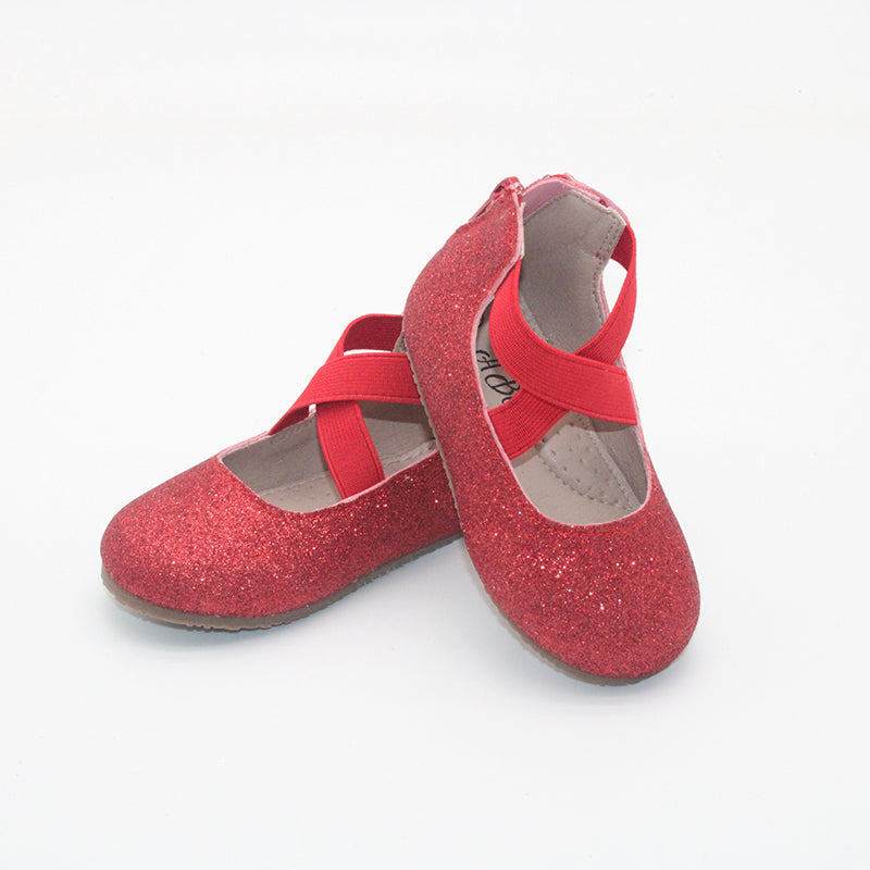 RTS Red Smooth Glitter Ballerinas